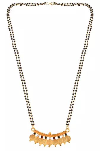 Brass gold cz lakshmi 9 coin mangalsutra