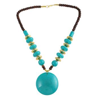 Natural turquoise firoza pendant necklace women 2