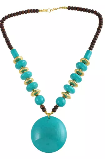 Natural turquoise firoza pendant necklace women
