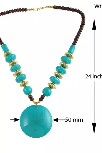 Natural turquoise firoza pendant necklace women