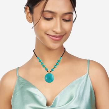 Natural turquoise firoza pendant necklace women 4