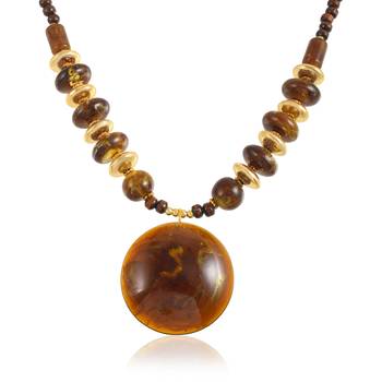Natural brown amber reiki health benificial pendant necklace for women 1