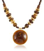 Natural brown amber reiki health benificial pendant necklace for women