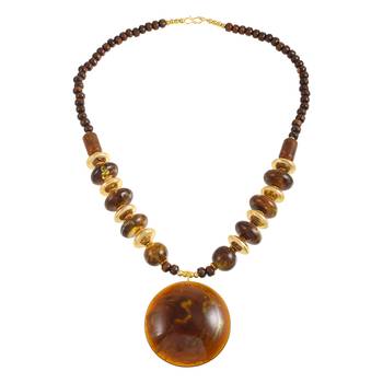 Natural brown amber reiki health benificial pendant necklace for women 2