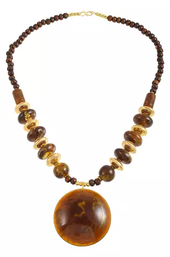 Natural brown amber reiki health benificial pendant necklace for women