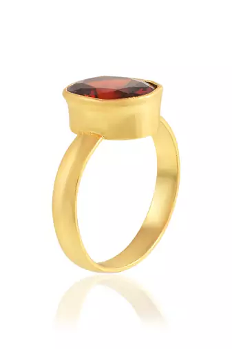 Brass gold gomed hessonite finger ring