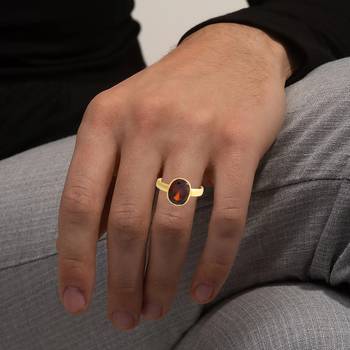 Brass gold gomed hessonite finger ring 4