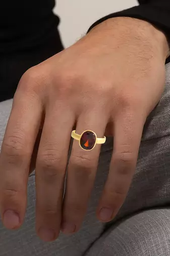 Brass gold gomed hessonite finger ring