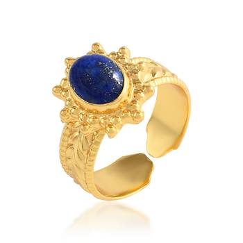 Brass gold plated lapis astrology finger ring 1