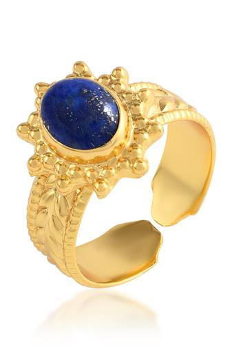 Brass gold plated lapis astrology finger ring