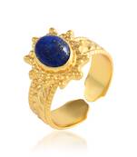 Brass gold plated lapis astrology finger ring