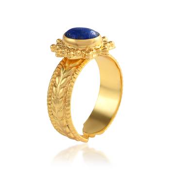 Brass gold plated lapis astrology finger ring 3