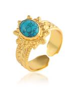 Brass gold plated turquoise firoza finger ring