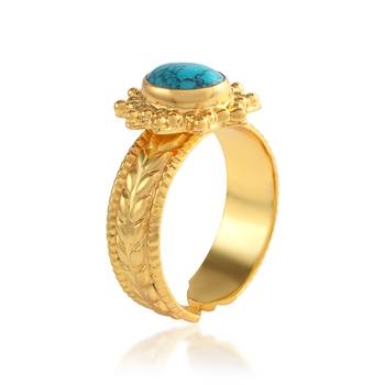 Brass gold plated turquoise firoza finger ring 3