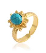 Brass gold plated turquoise firoza finger ring