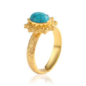 Brass gold plated turquoise firoza finger ring 3