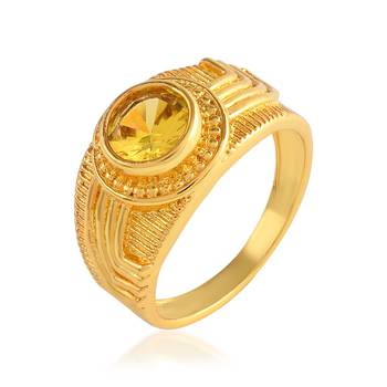 Brass gold plated yellow sapphire pukhraj finger ring 1