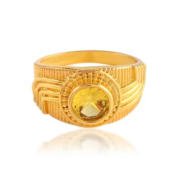 Brass gold plated yellow sapphire pukhraj finger ring 2