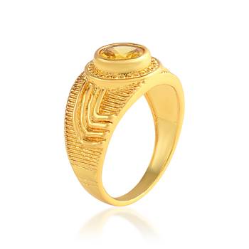 Brass gold plated yellow sapphire pukhraj finger ring 3