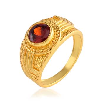 Brass gold plated hessonite gomed fashion astrology finger ring 1