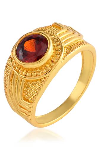 Brass gold plated hessonite gomed fashion astrology finger ring