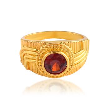 Brass gold plated hessonite gomed fashion astrology finger ring 2