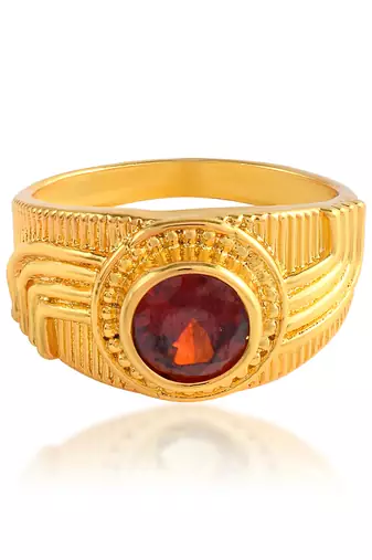 Brass gold plated hessonite gomed fashion astrology finger ring