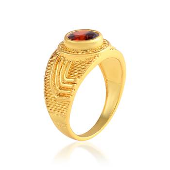 Brass gold plated hessonite gomed fashion astrology finger ring 3