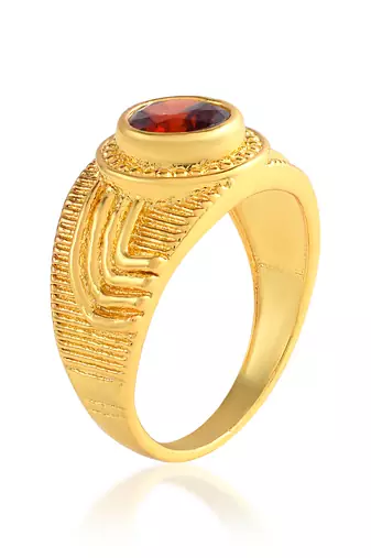 Brass gold plated hessonite gomed fashion astrology finger ring