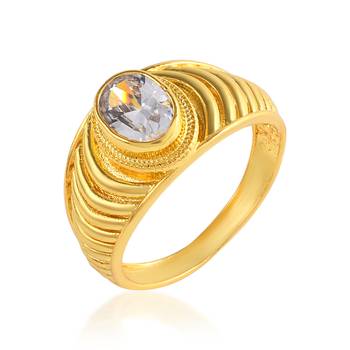 Brass goldplated imitation diamond moissanite men fashion jewellery finger ring 1