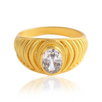 Brass goldplated imitation diamond moissanite men fashion jewellery finger ring 2