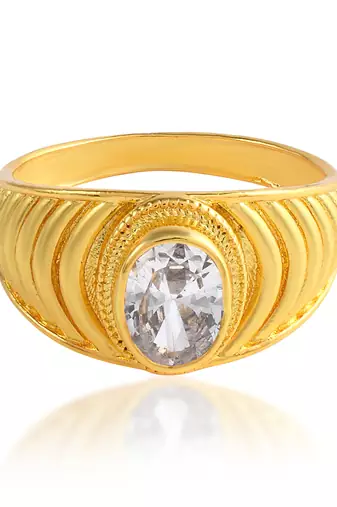 Brass goldplated imitation diamond moissanite men fashion jewellery finger ring