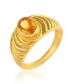 Brass gold plated yellow sapphire pukhraj finger ring