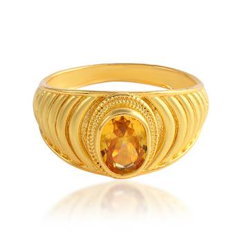 Brass gold plated yellow sapphire pukhraj finger ring 2