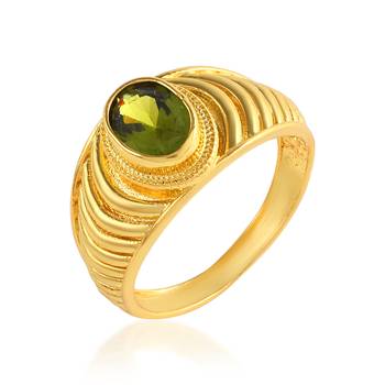 Brass gold plated peridot semi precious fashion jewellery finger ring 1