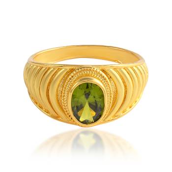 Brass gold plated peridot semi precious fashion jewellery finger ring 2