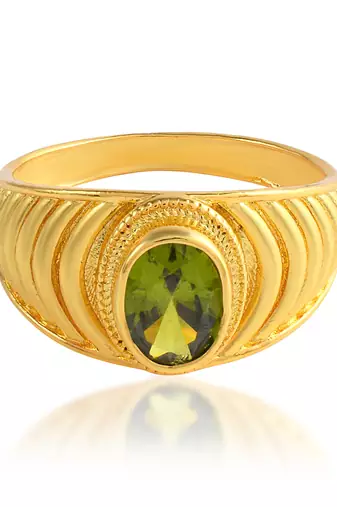 Brass gold plated peridot semi precious fashion jewellery finger ring
