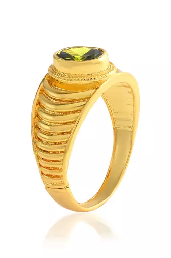 Brass gold plated peridot semi precious fashion jewellery finger ring