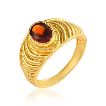 Brass gold plated hessonite gomed fashion astrology finger ring 1
