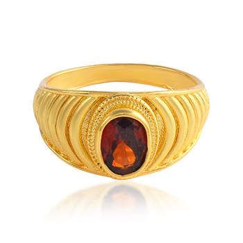 Brass gold plated hessonite gomed fashion astrology finger ring 2