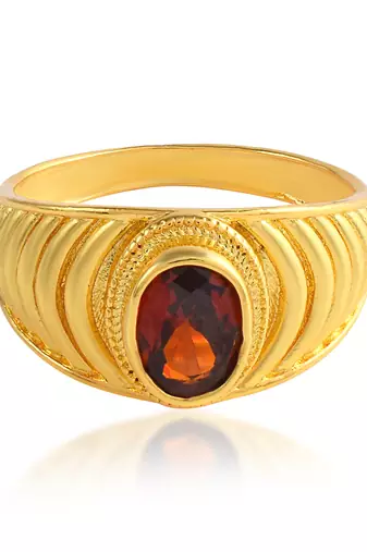 Brass gold plated hessonite gomed fashion astrology finger ring