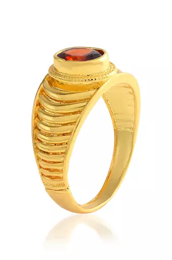 Brass gold plated hessonite gomed fashion astrology finger ring