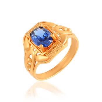 Brass gold blue sapphire neelam finger ring 1