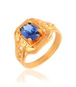 Brass gold blue sapphire neelam finger ring