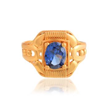 Brass gold blue sapphire neelam finger ring 2