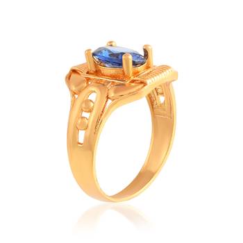 Brass gold blue sapphire neelam finger ring 3