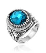 Antique silverplated faux firoza fashion finger ring