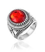 Antique silverplated faux ruby fashion finger ring