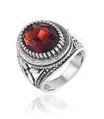 Antique silverplated hessonite gomed fashion finger ring