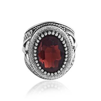 Antique silverplated hessonite gomed fashion finger ring 2